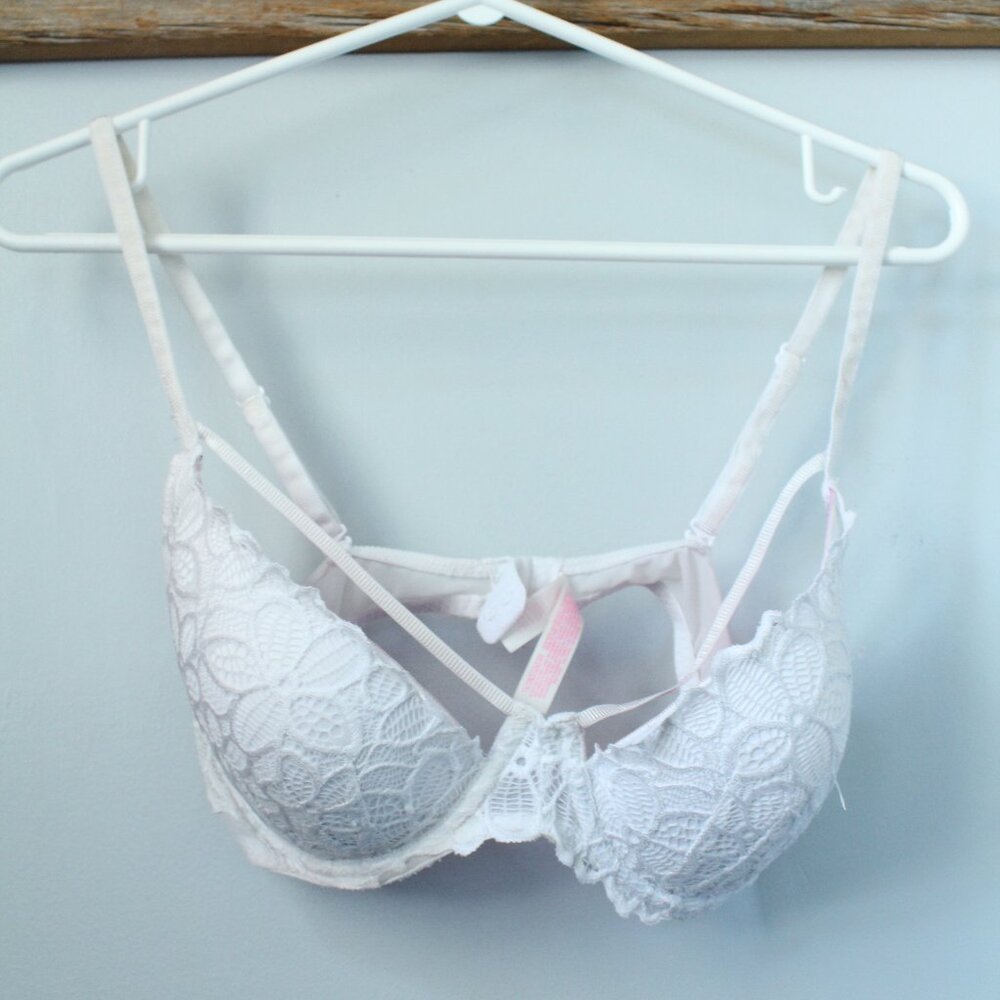 Pink By Victoria Size 34C Date Light Push White Lace